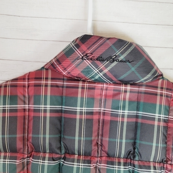 Eddie Bauer Tartan Plaid Premium Goose Down Puffer Vest, sz Medium - Picture 10 of 12